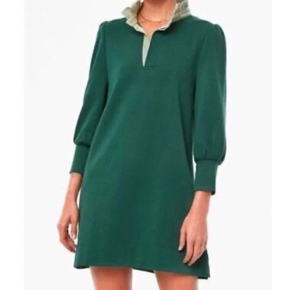Tuckernuck Pomander Place Charlotte Terry Dress Jersey Sweatshirt Polo Med Green